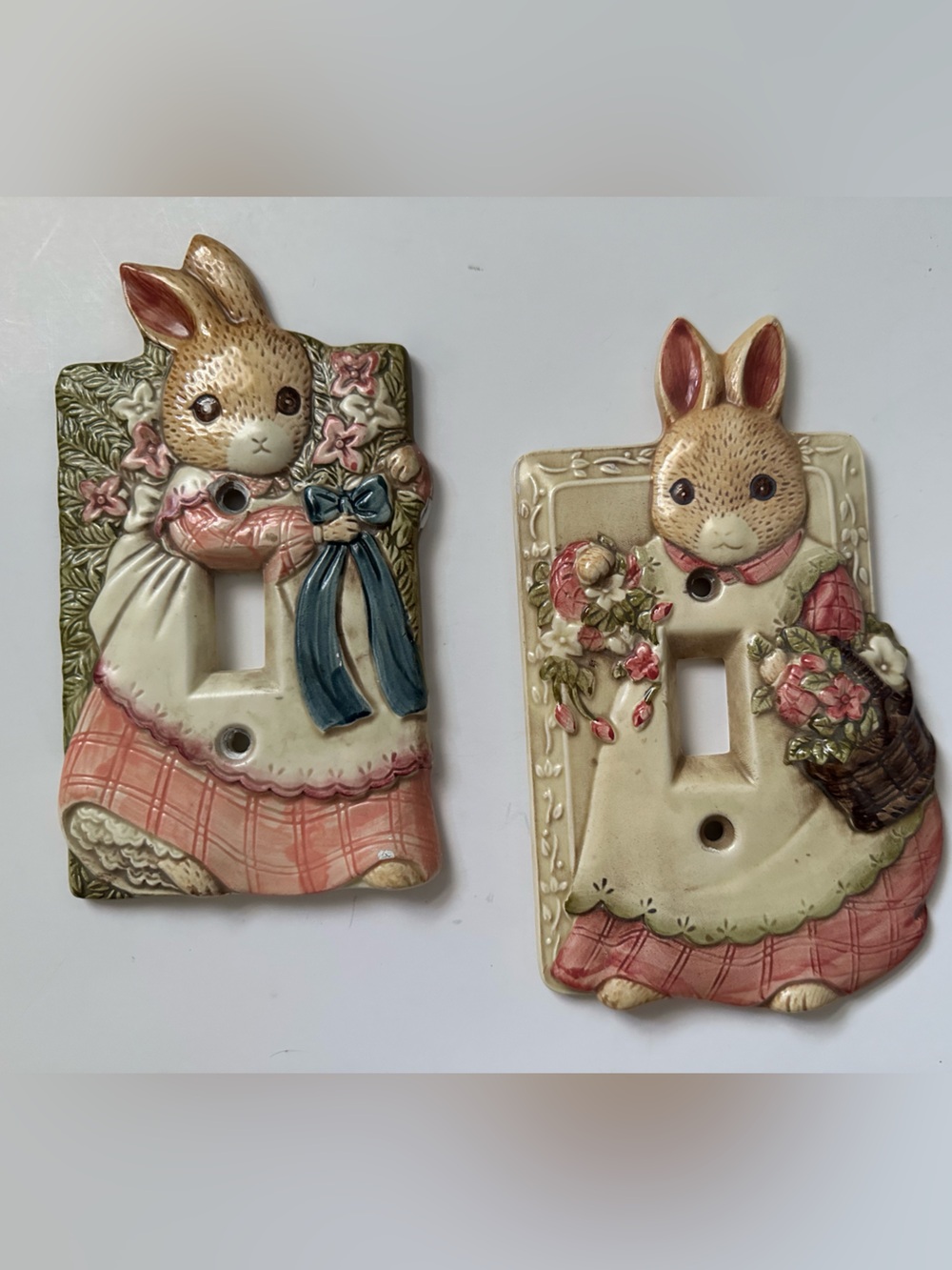 Vintage Takahashi of San Francisco Rabbit Ceramic Light Plate Covers